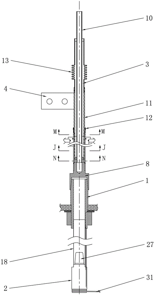 High-temperature superconducting current lead with section capable of being pulled out and using externally supplied liquid nitrogen to cool