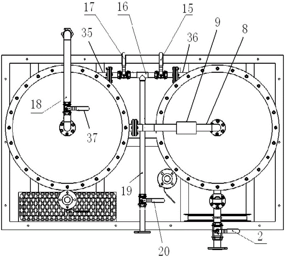 Pressure-stock-type two-stage double-agent desulfurization device and application method thereof