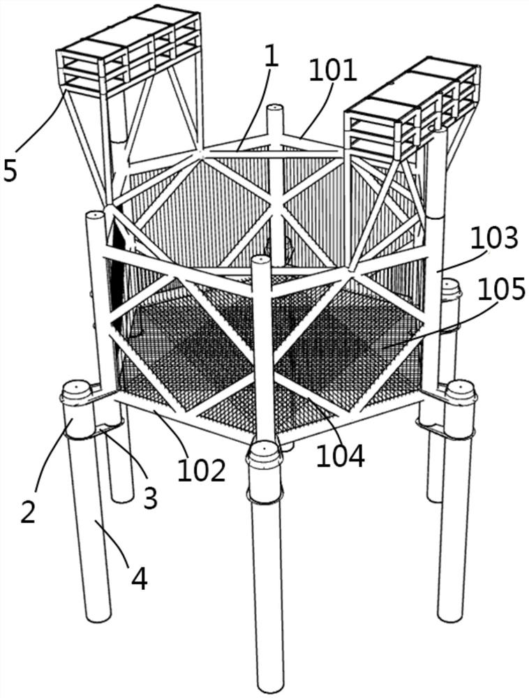 Anti-typhoon piling type mariculture net cage platform