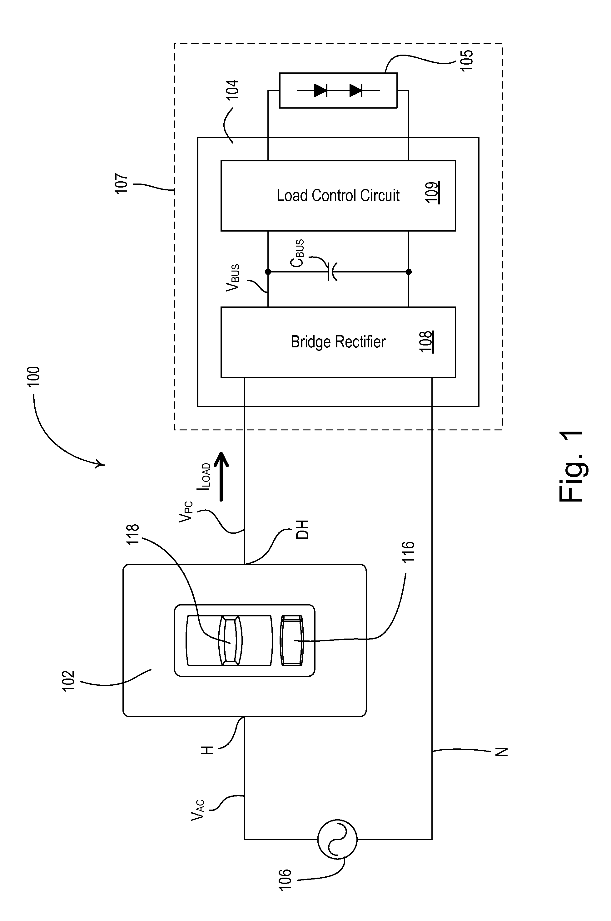 Two-wire analog fet-based dimmer switch