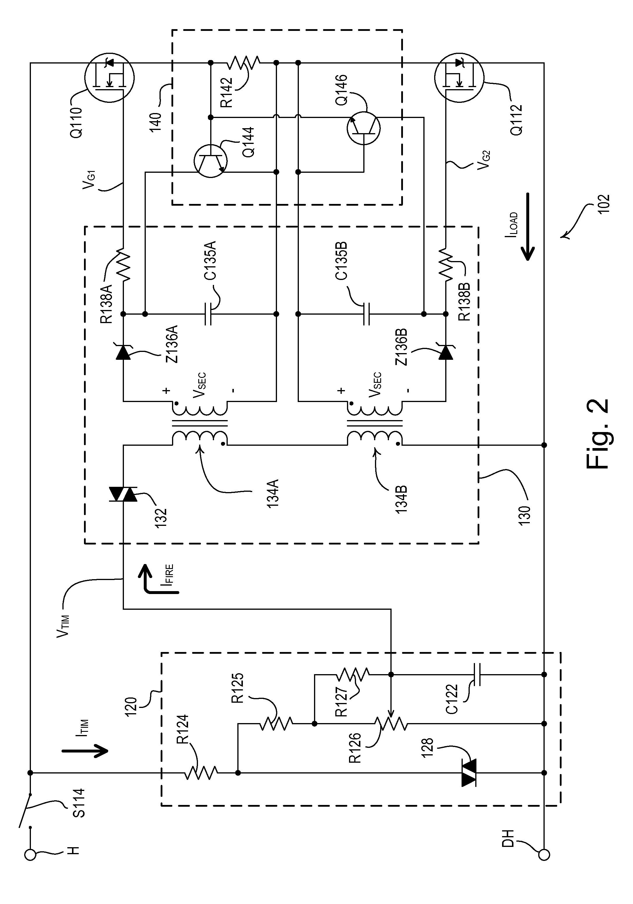 Two-wire analog fet-based dimmer switch