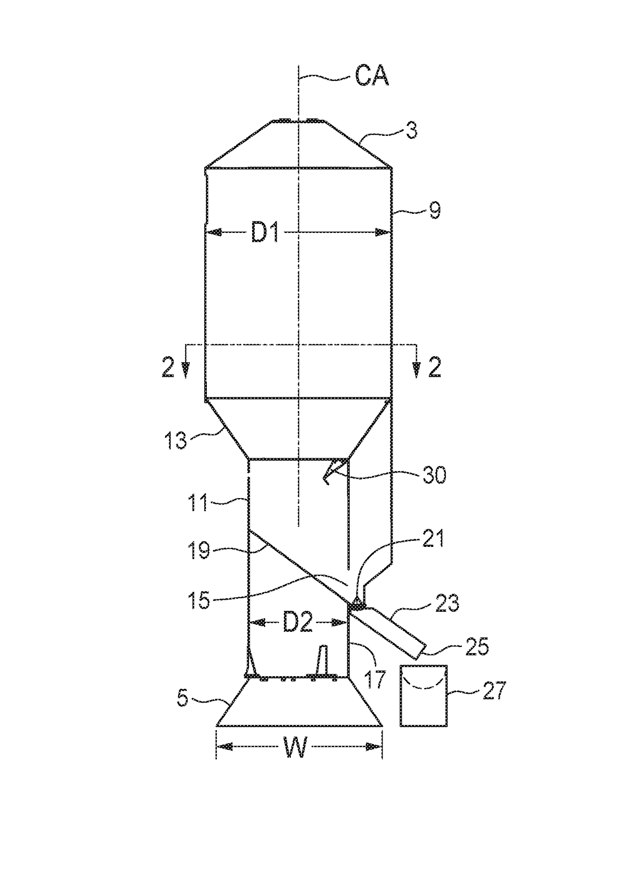 Vertically oriented transportable container with improved stability