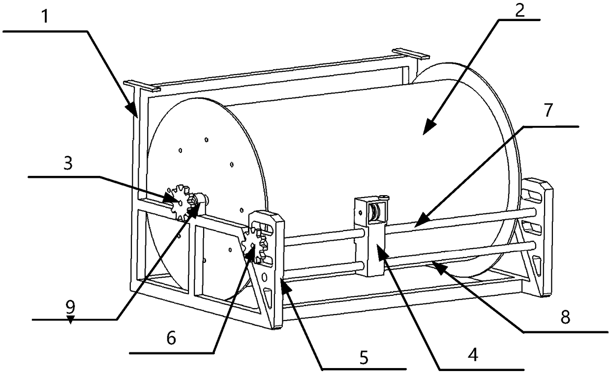 Synchronous take-up and pay-off device between vehicle grounds