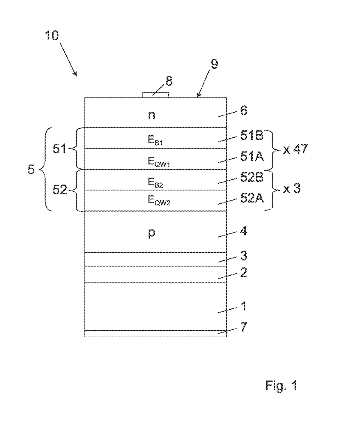 Light emitting diode chip having temperature compensation of the wavelength