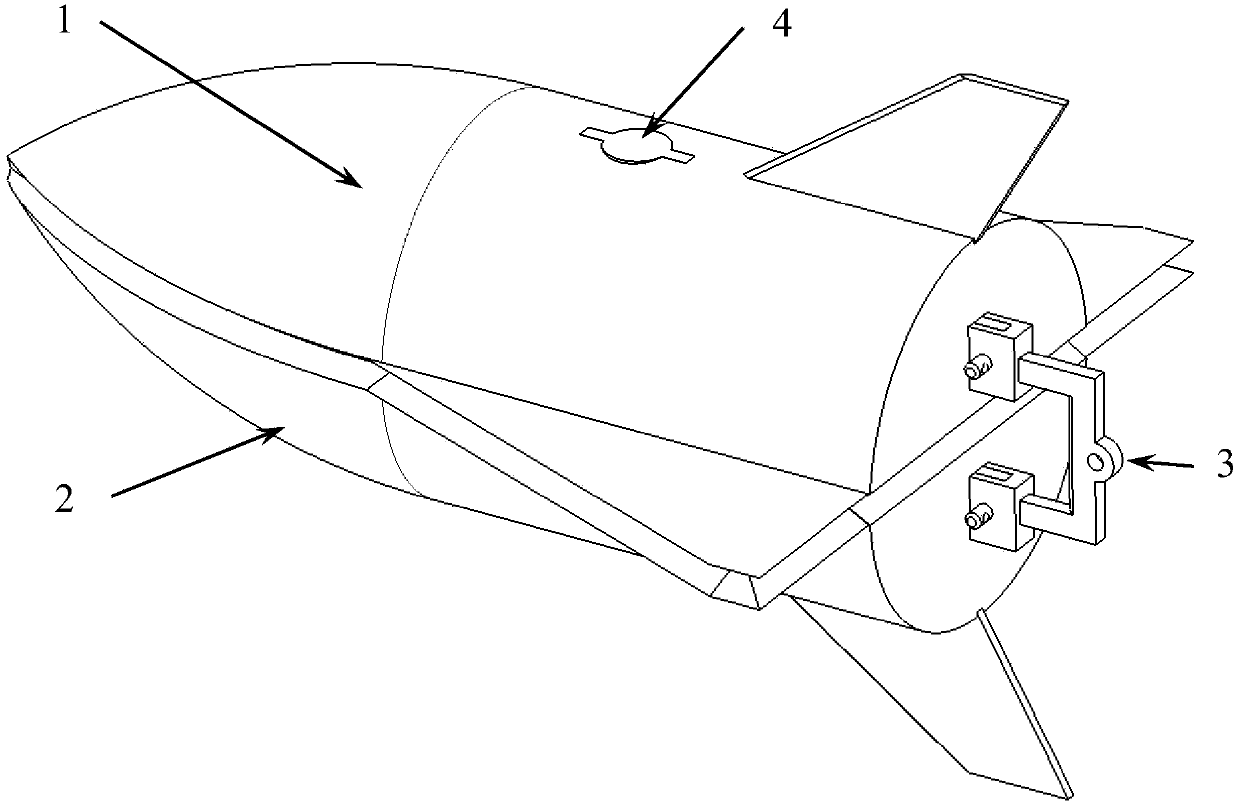 Parallel stage separation free flight wind tunnel testing device with mass center located on interface