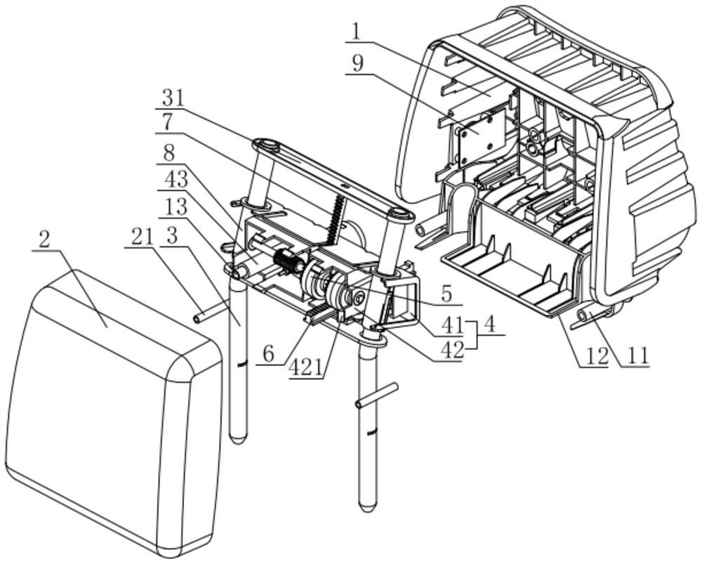 Four-direction electric adjusting headrest structure and using method thereof