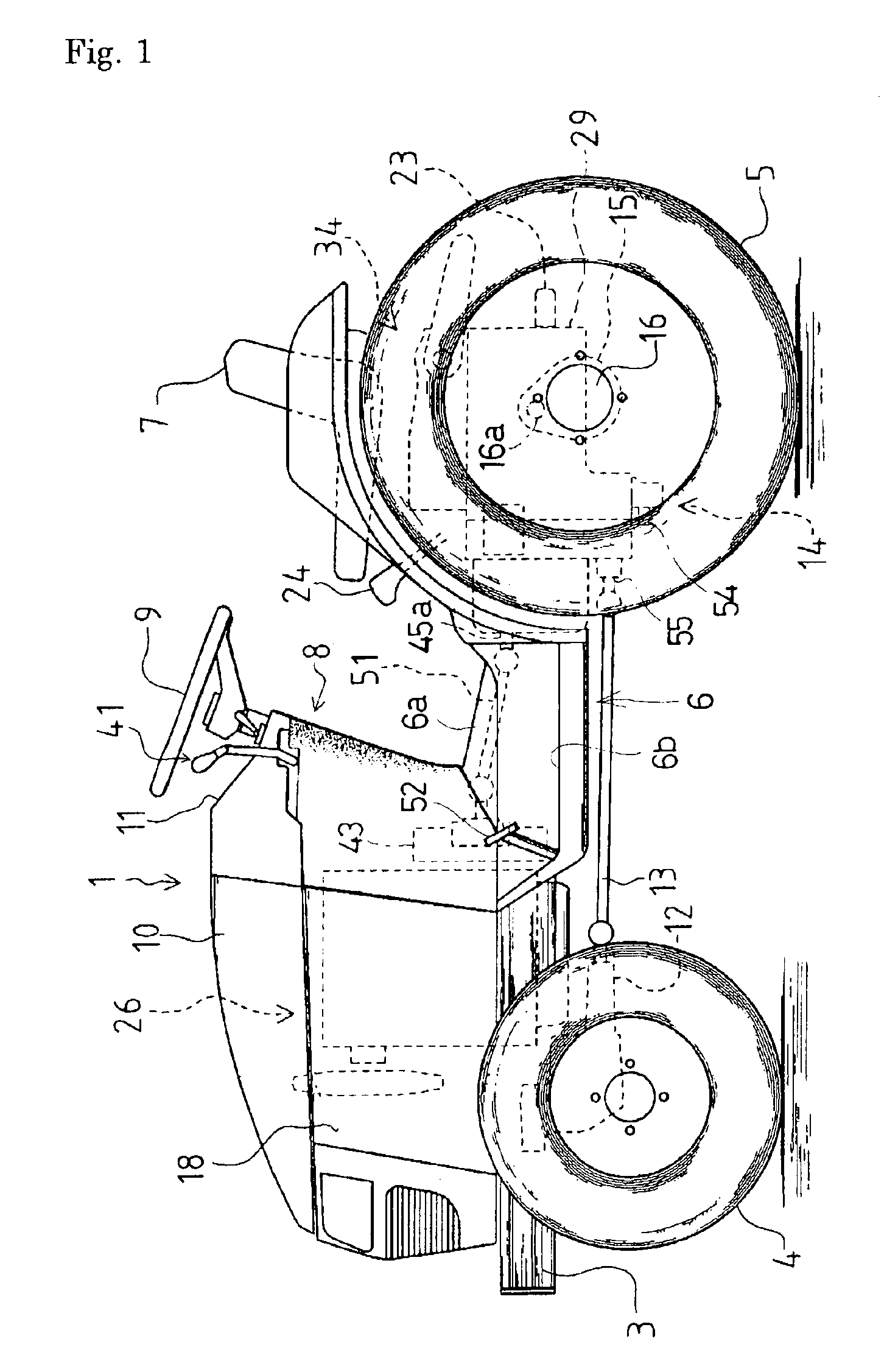 Body frame of a riding tractor