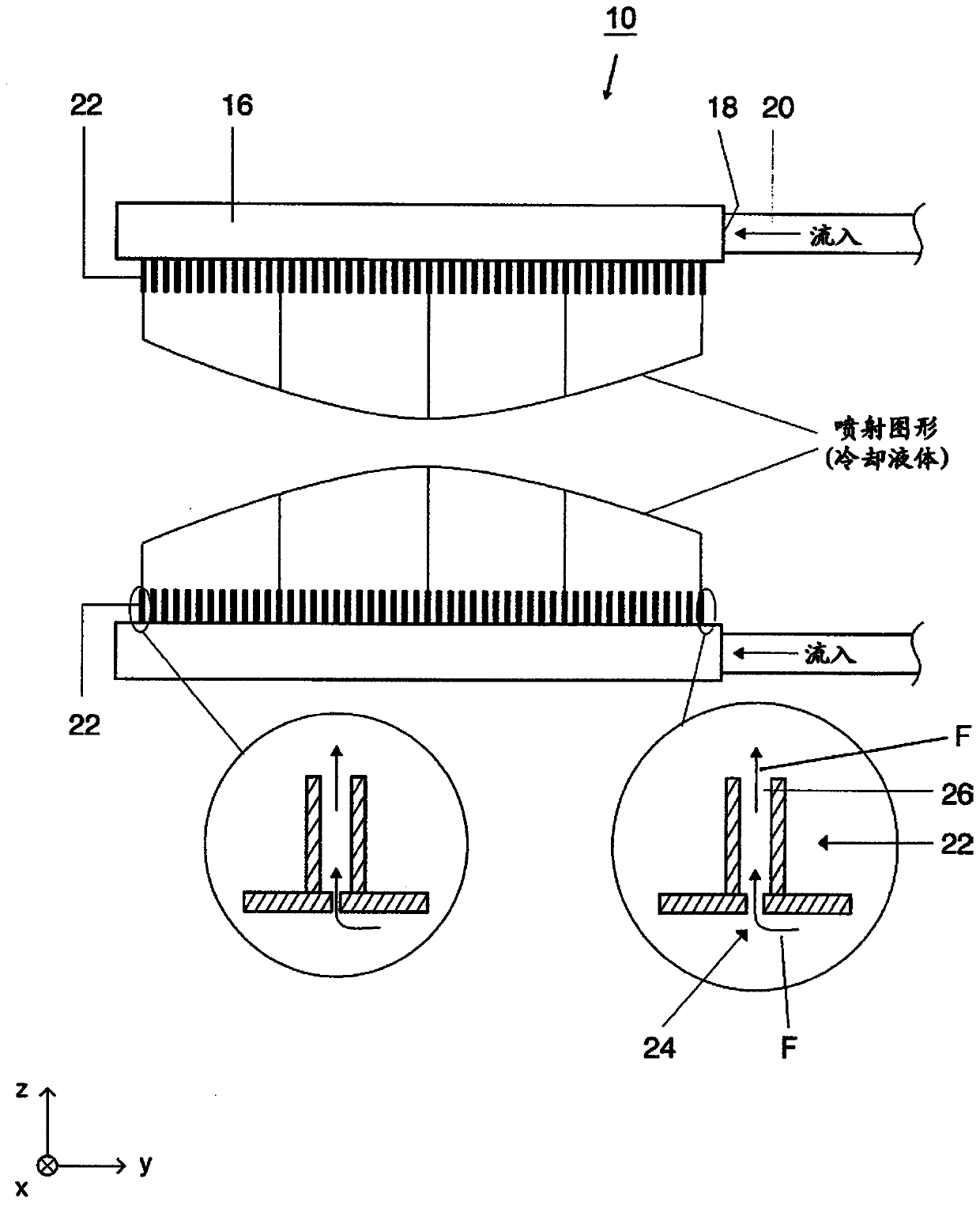 Device and method for cooling metal strips or sheets