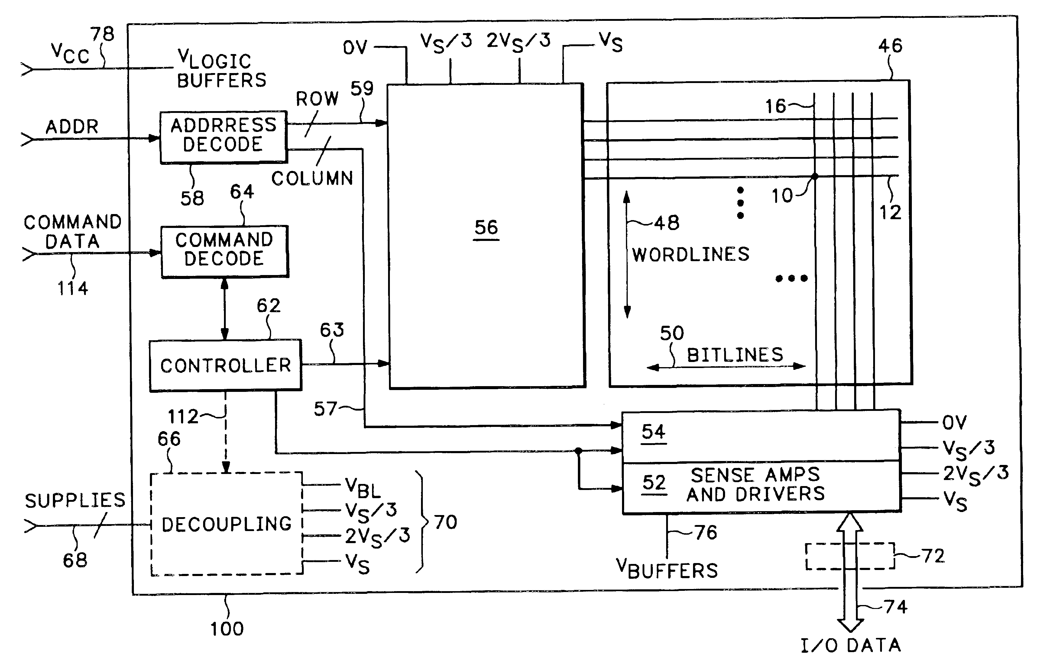 Memory device, circuits and methods for operating a memory device