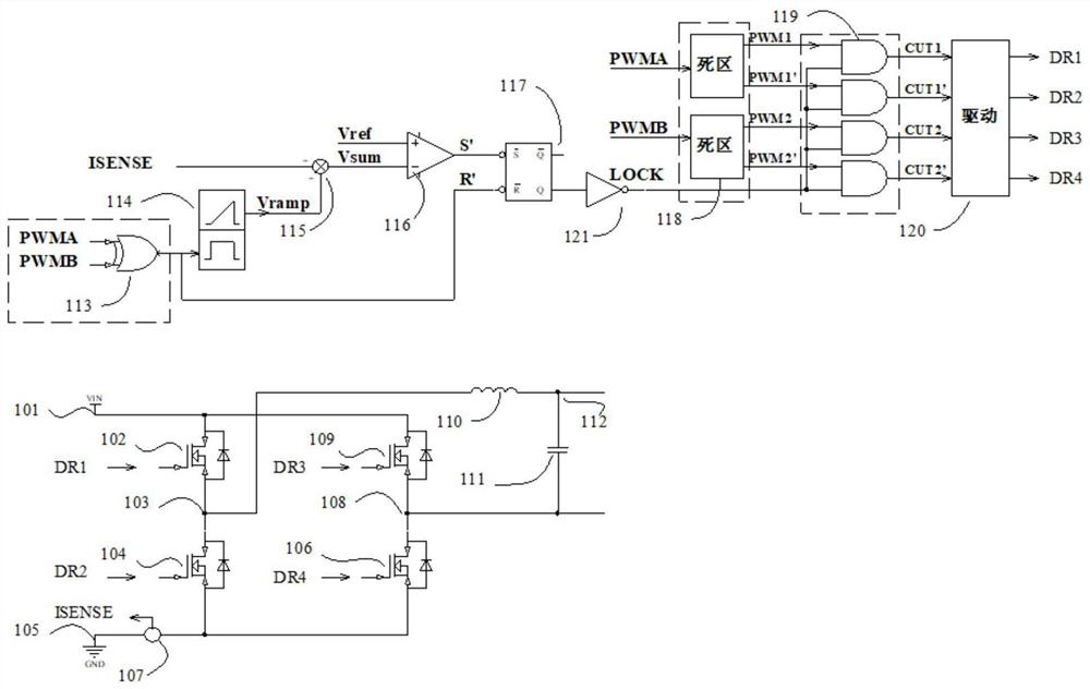 System and method for switching cycle-by-switching peak current limiting of dc-ac converter