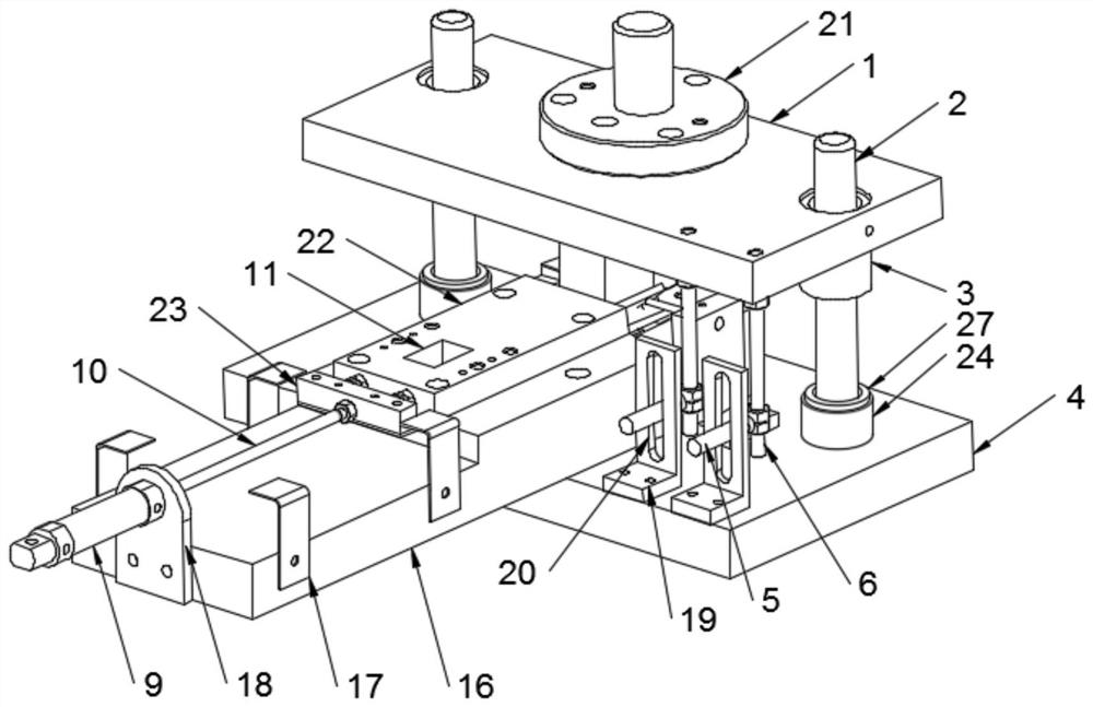 Automatic pushing and bending die of common punch press