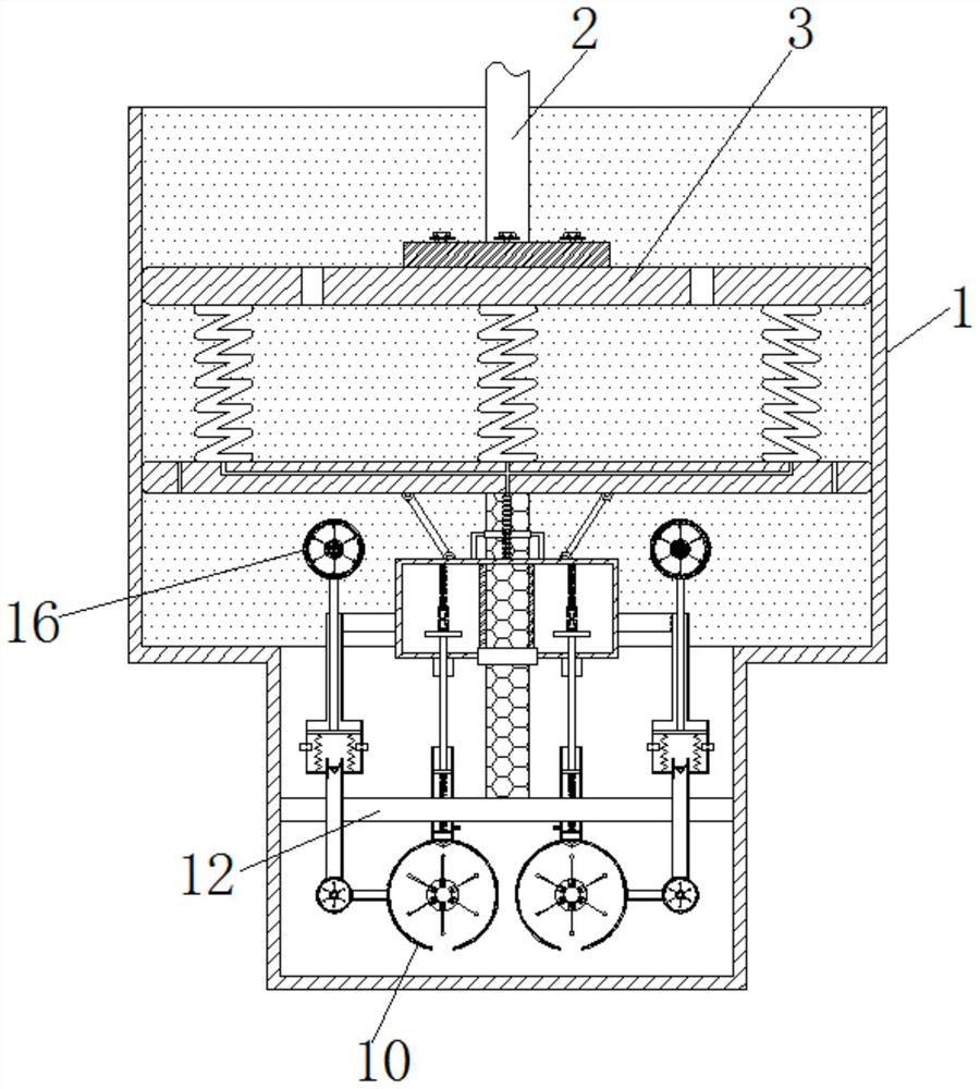 A damping shock absorber device for avoiding elastic disappearance