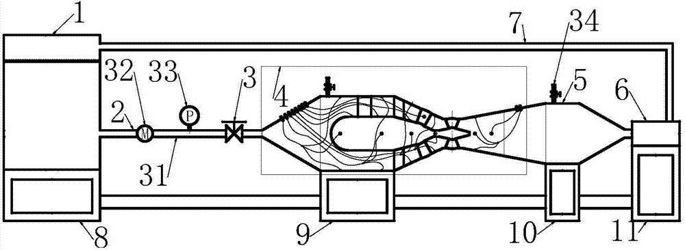 Through-flow turbine corrosion test model device