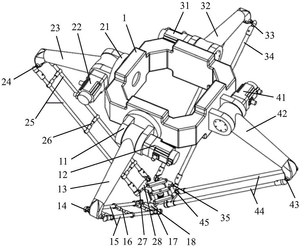 Four-freedom-degree high-speed parallel robot mechanism