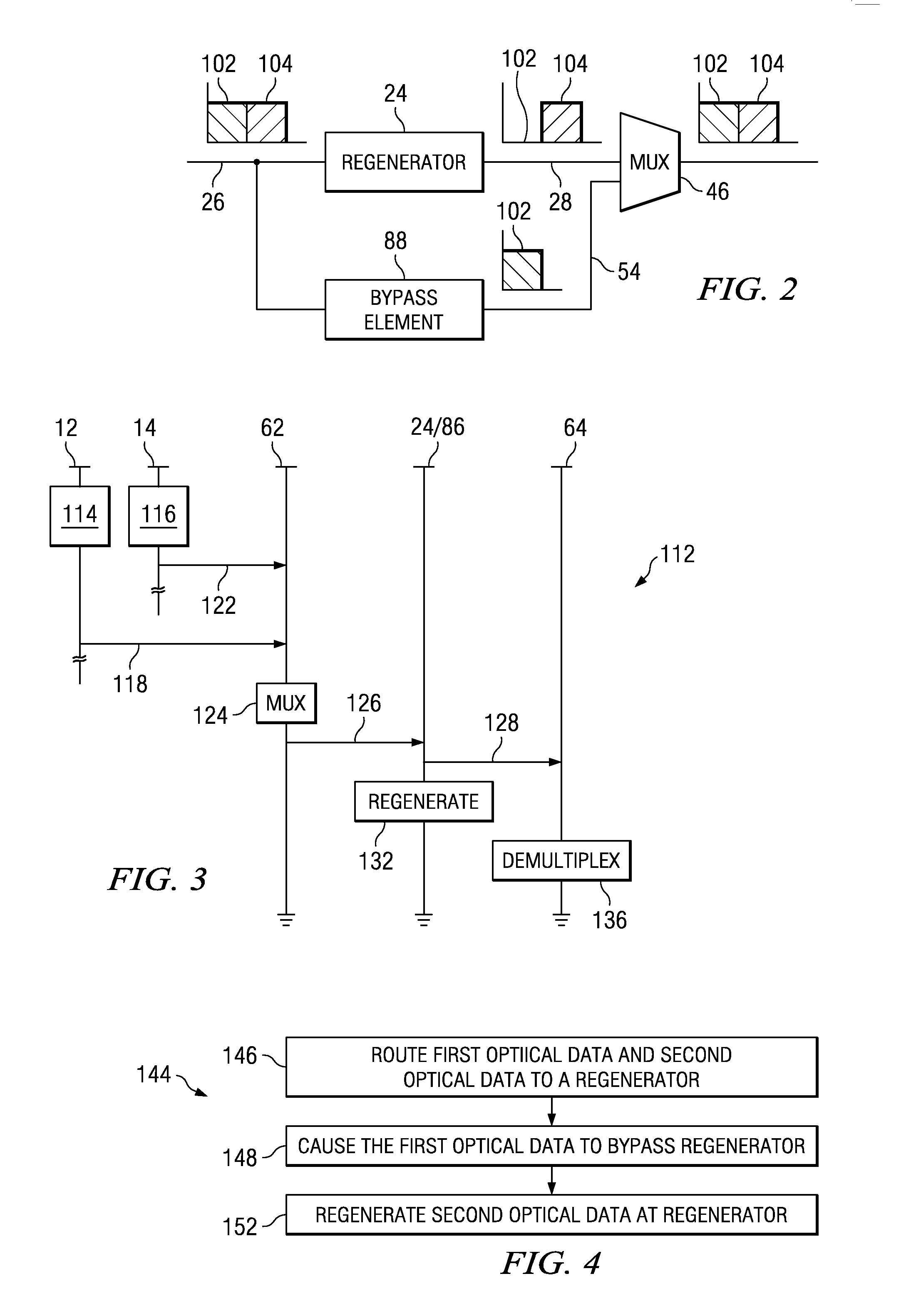 Optical network regenerator bypass module and associated method