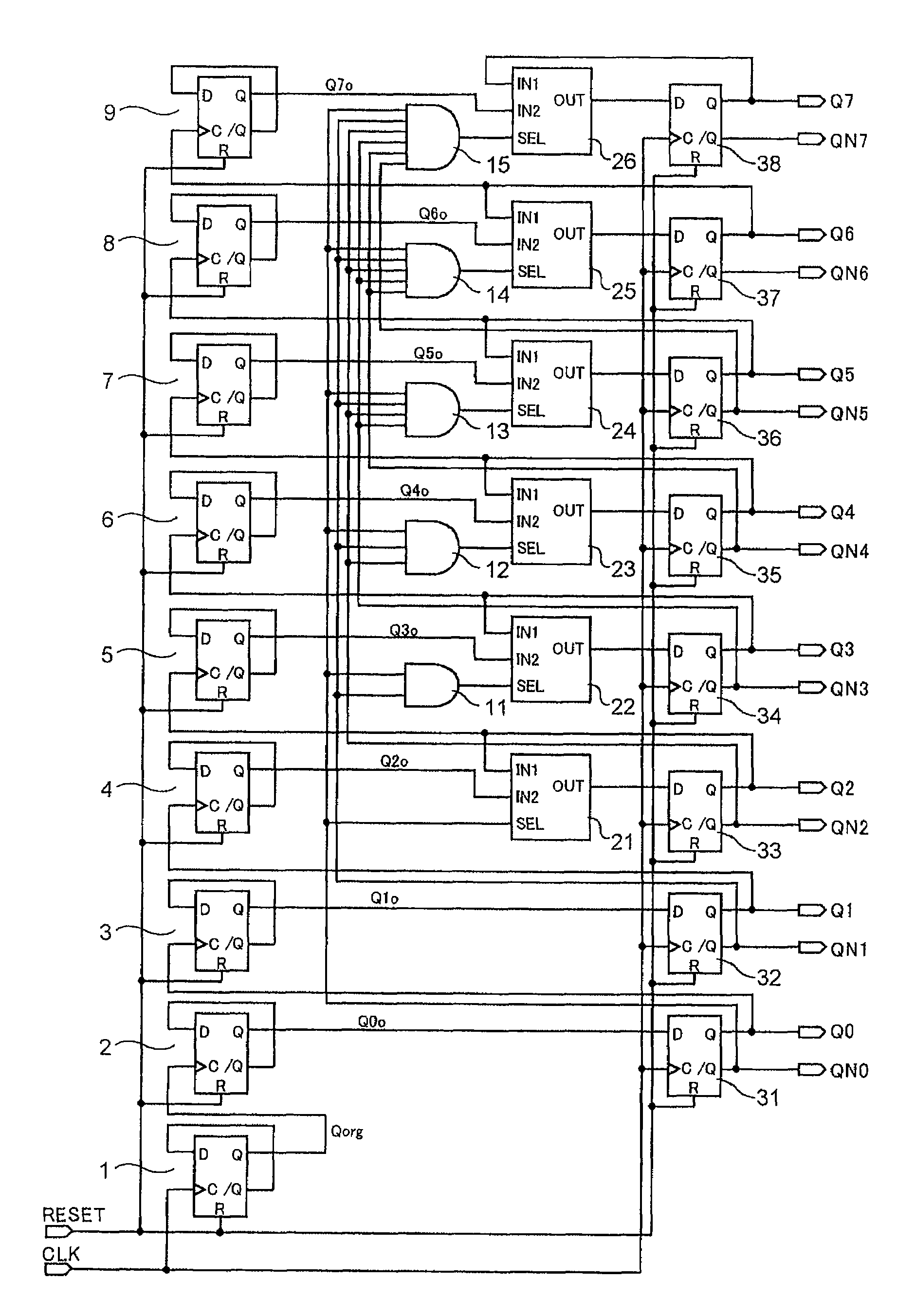 Gray code counter and display device therewith