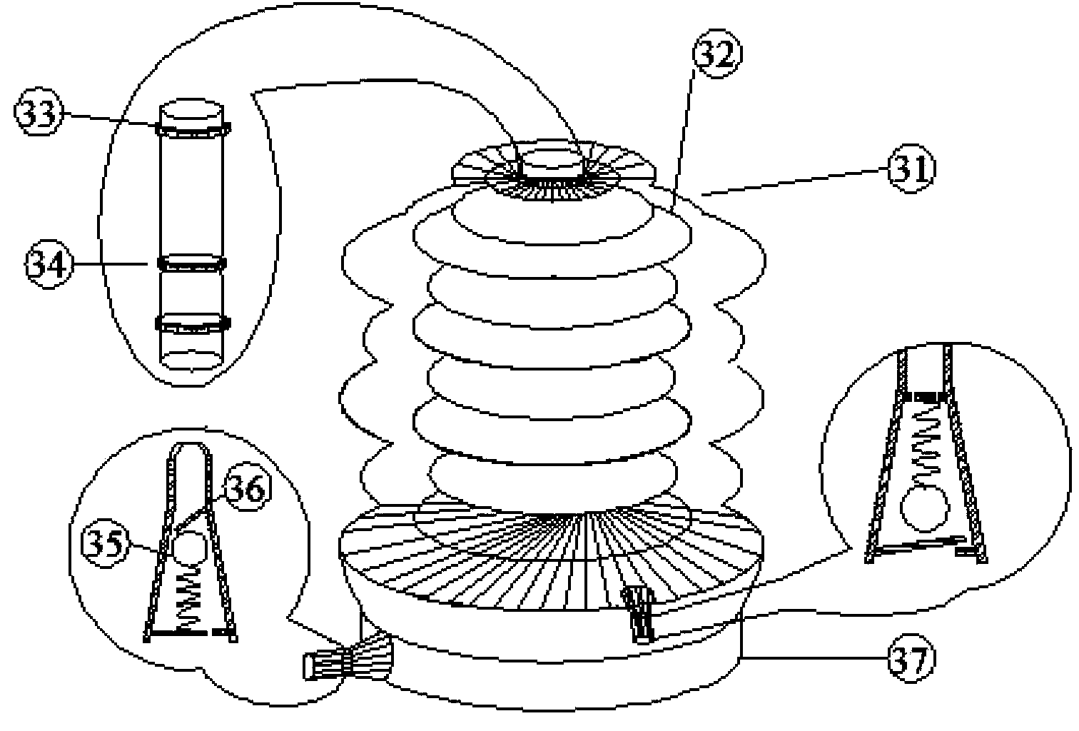 Wind-force directly-driven circulating aeration equipment