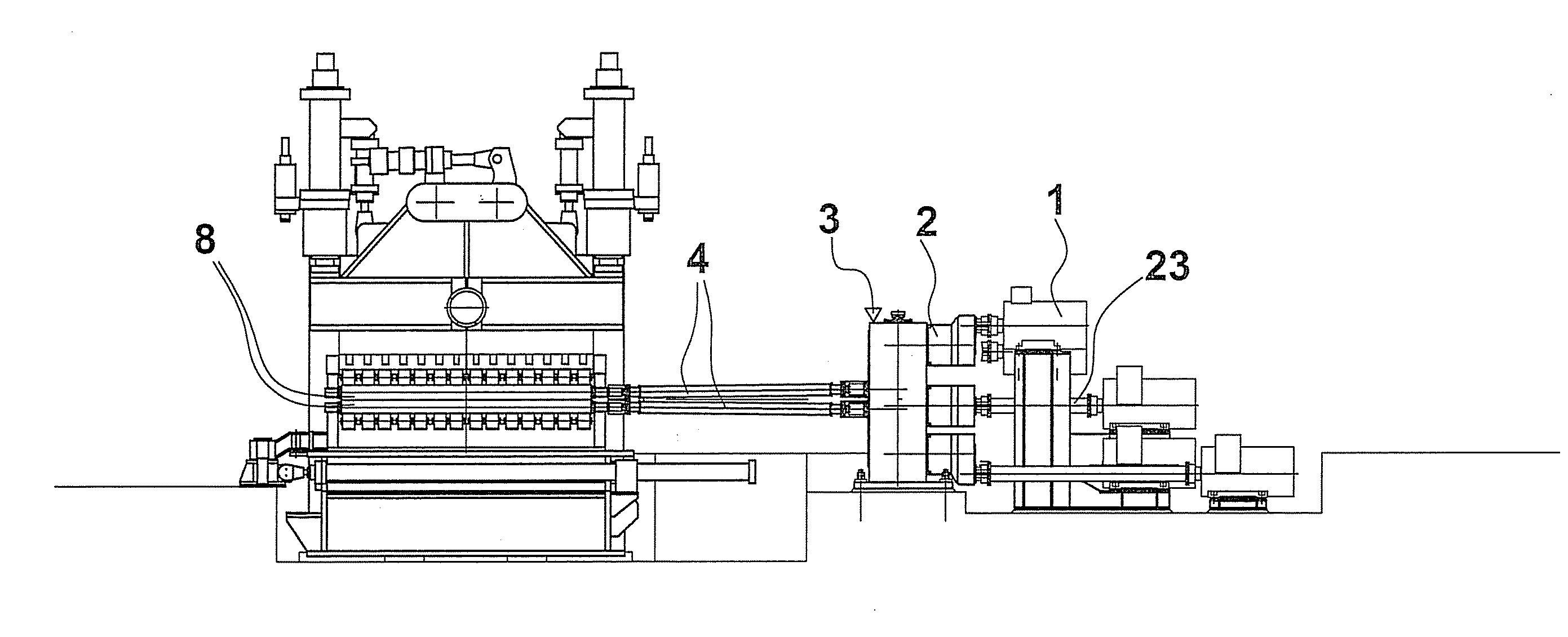 Roller actuating device for machines used for processing metal products