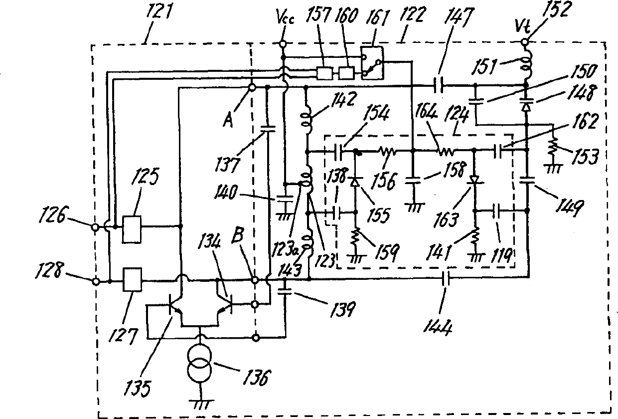 Voltage-controlled oscillator for producing multiple frequency bands