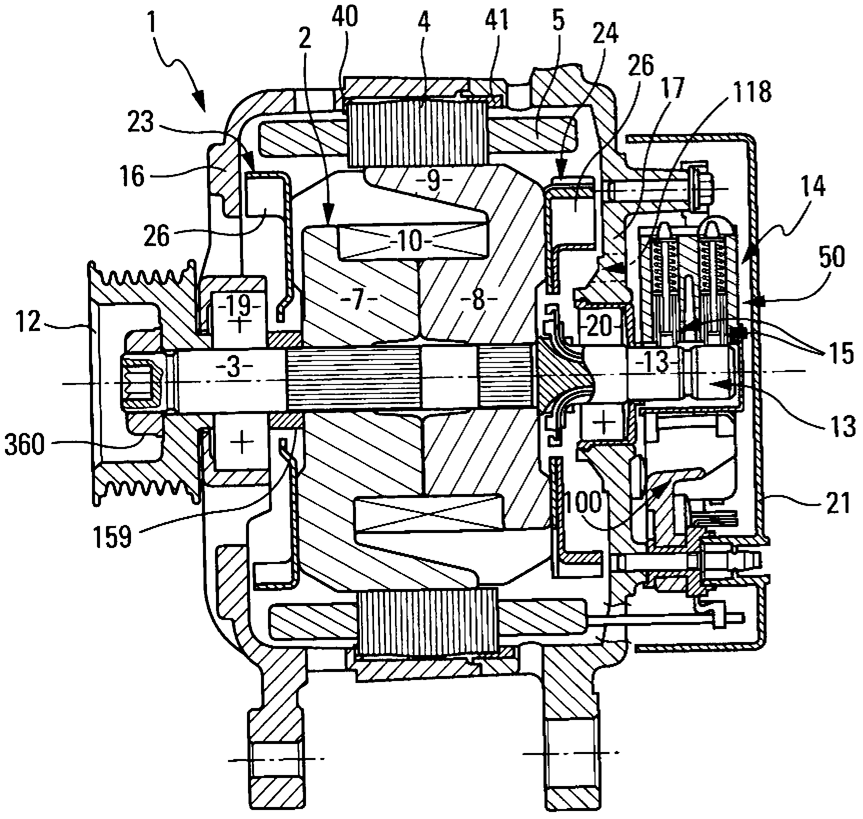 Voltage regulator device for a rotary electric machine, bearing for such a machine equipped with such a device and such a machine comprising such a bearing