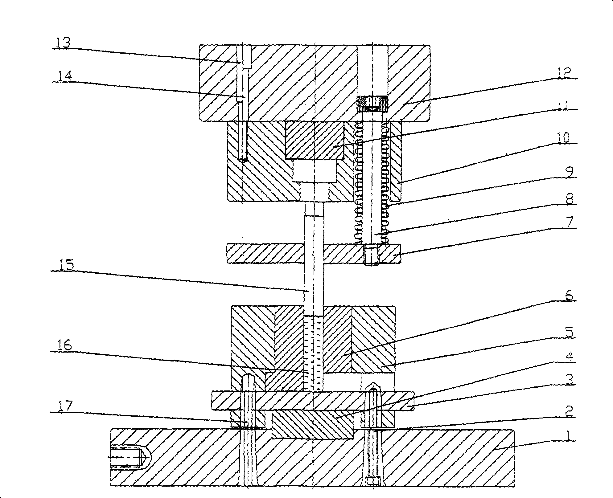 L shape equal channel reciprocating extrusion die for preparing ultra-fine crystal material