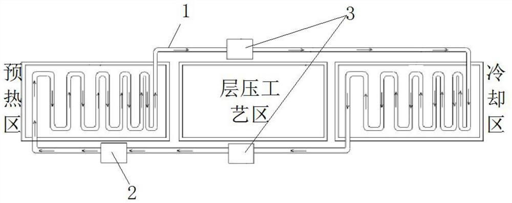 Energy-saving laminating machine heating and cooling buffering method and system