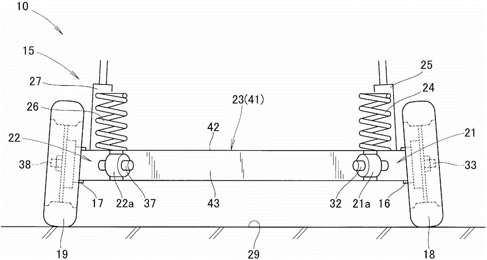 Torsion beam type suspension