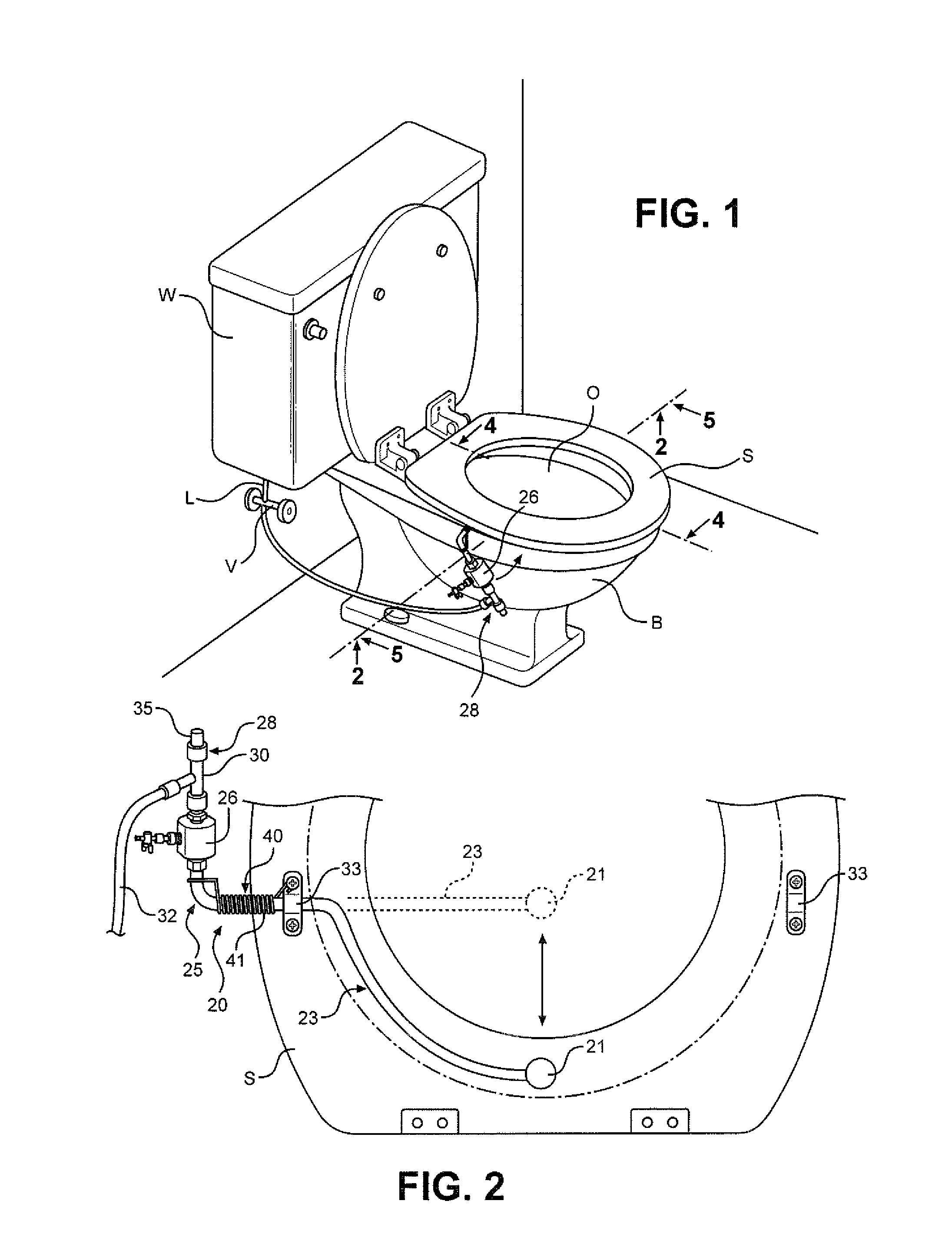 Perineal spray attachment for toilets