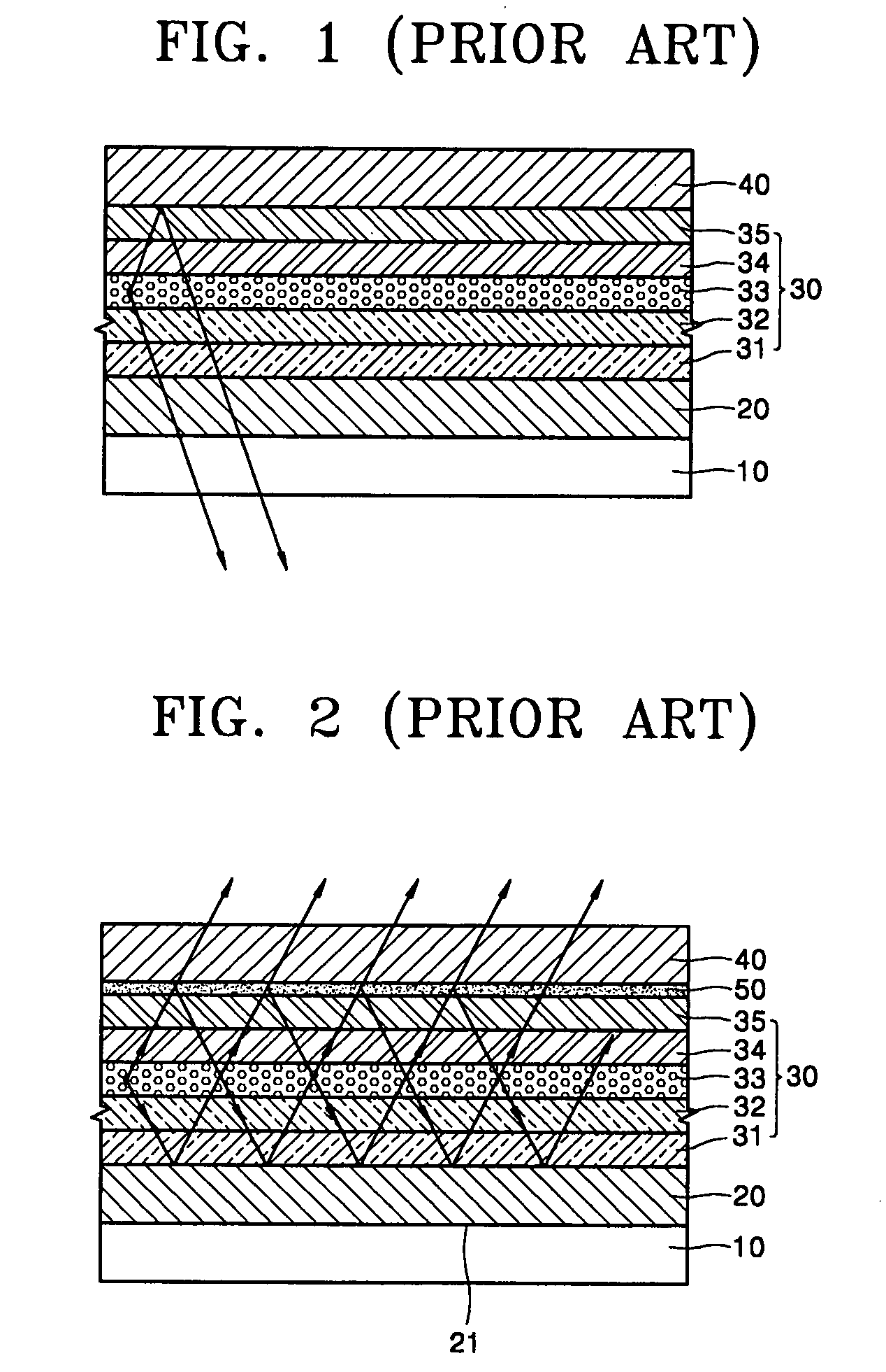 Bottom emission type electroluminescent display with partially reflecting electrodes