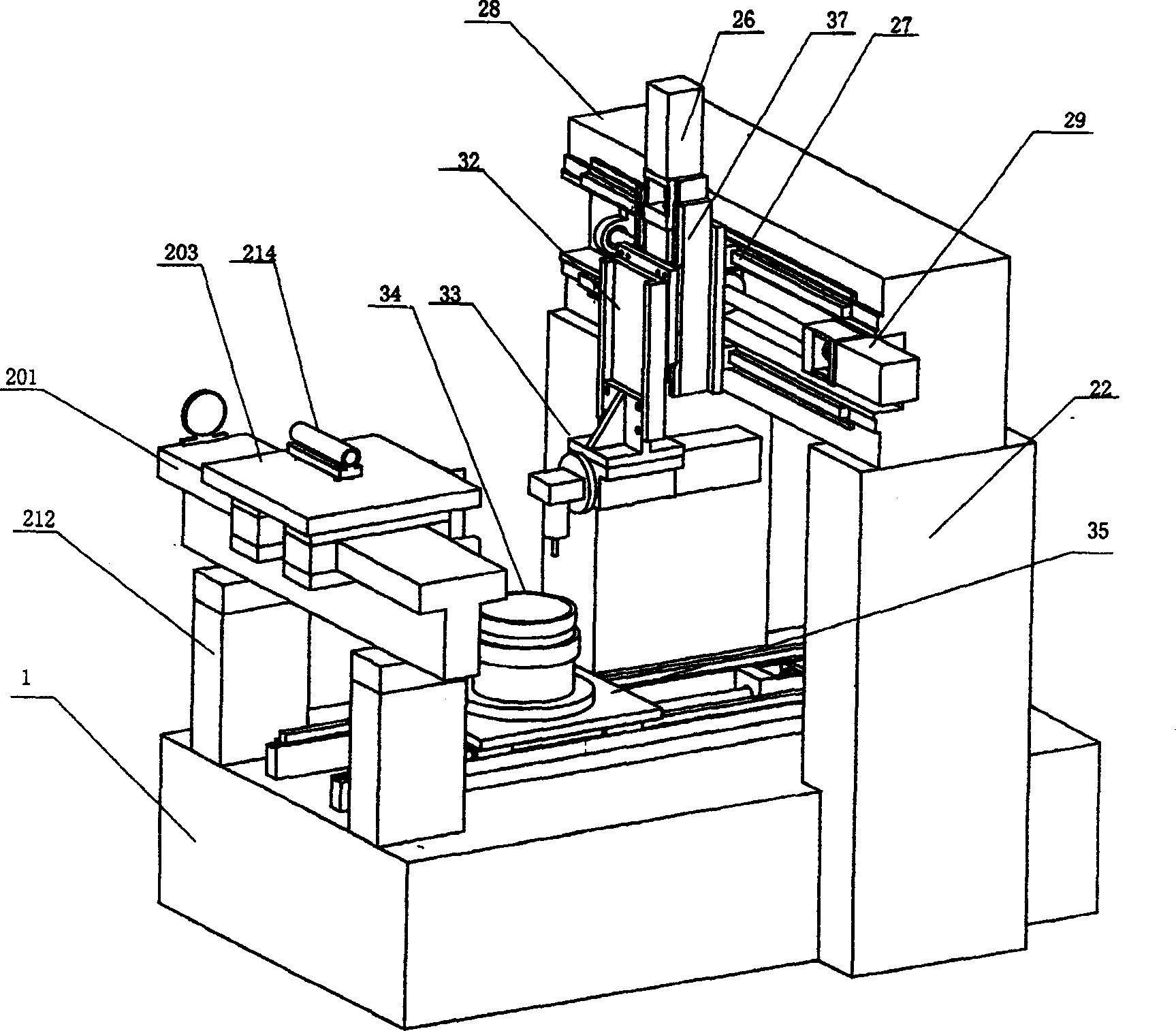 Non-spherical optical component composite machining and testing machine tools