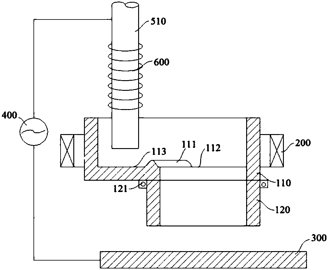 Electroslag remelting device for producing composite roll by preheating consumable electrode and method of electroslag remelting device