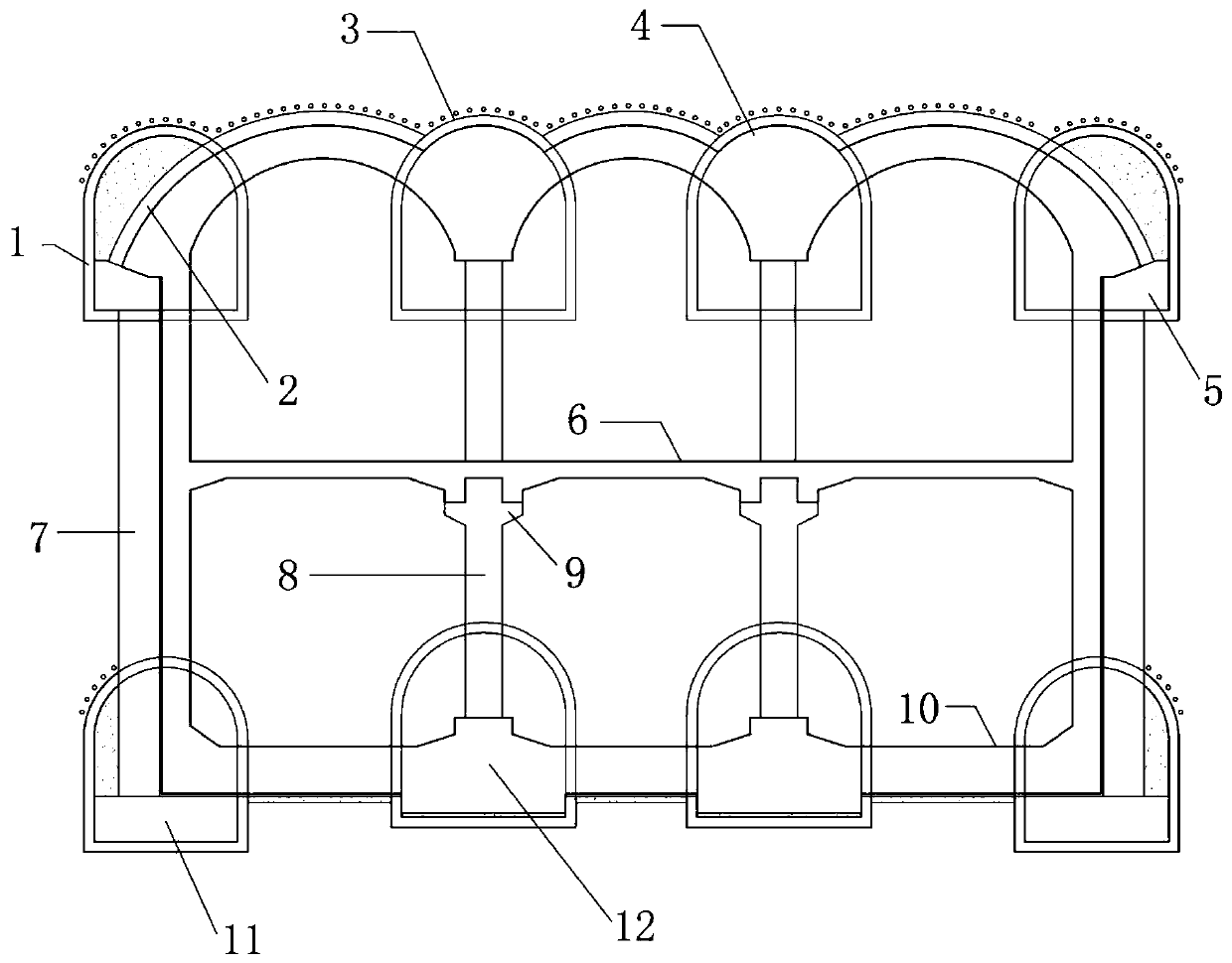 Tunnel pillar underground excavationreverse construction underground structure and construction method