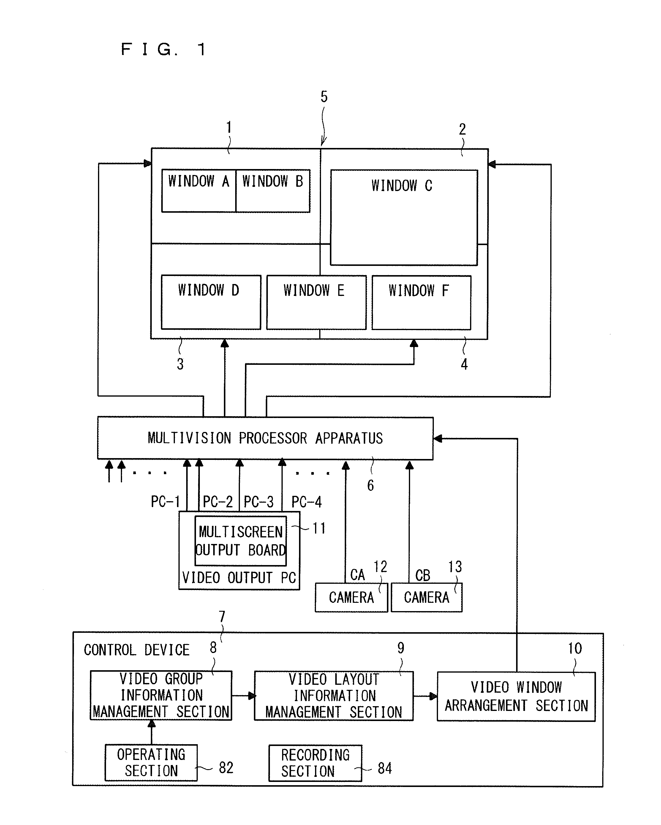 Multivision display control device and multivision system