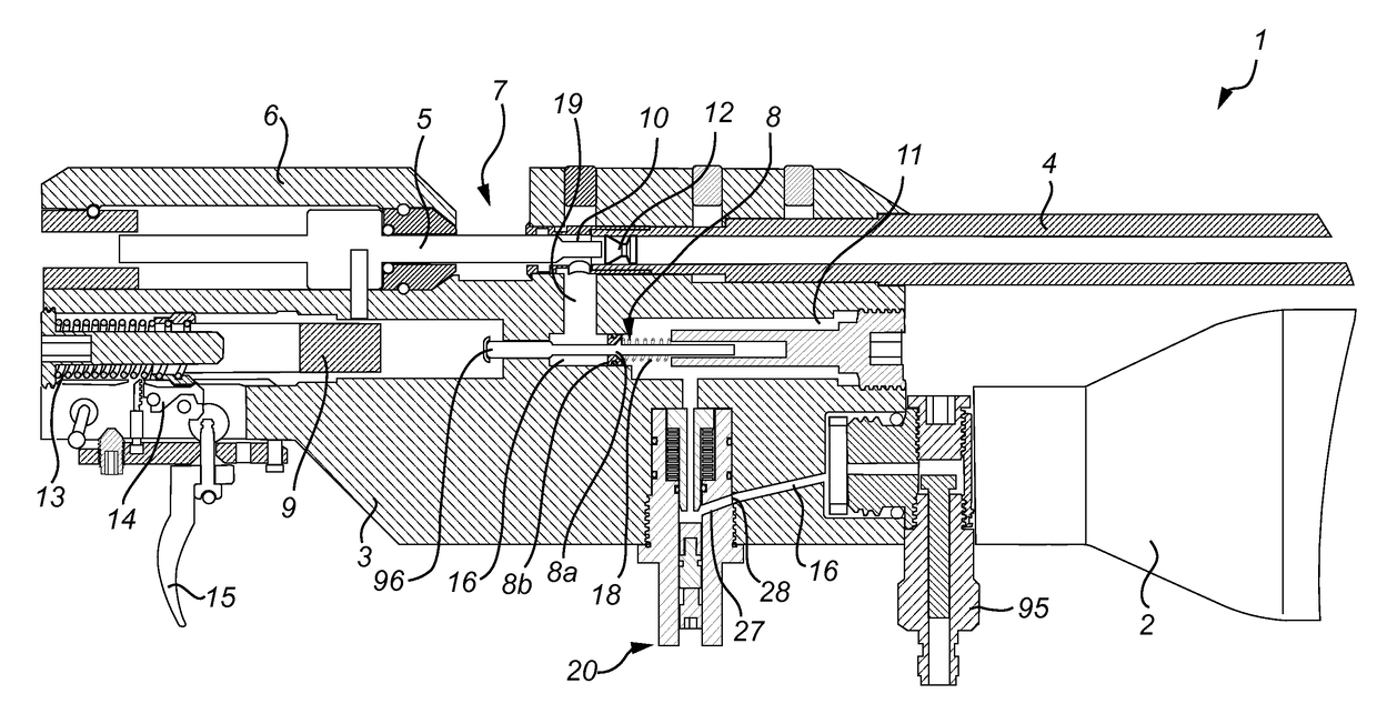 Gas powered gun and a pressure tube for a gas powered gun