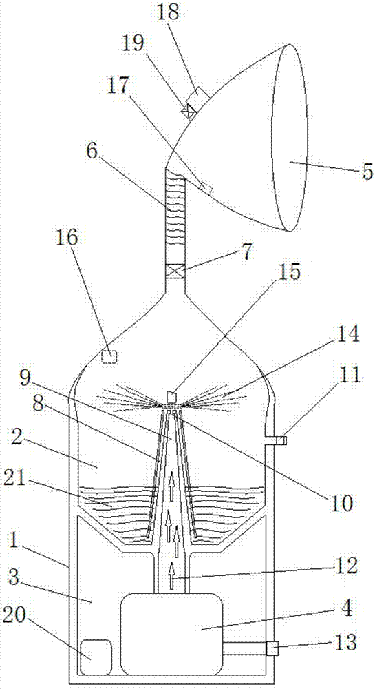 Liquid medicine atomizing drainage device and method