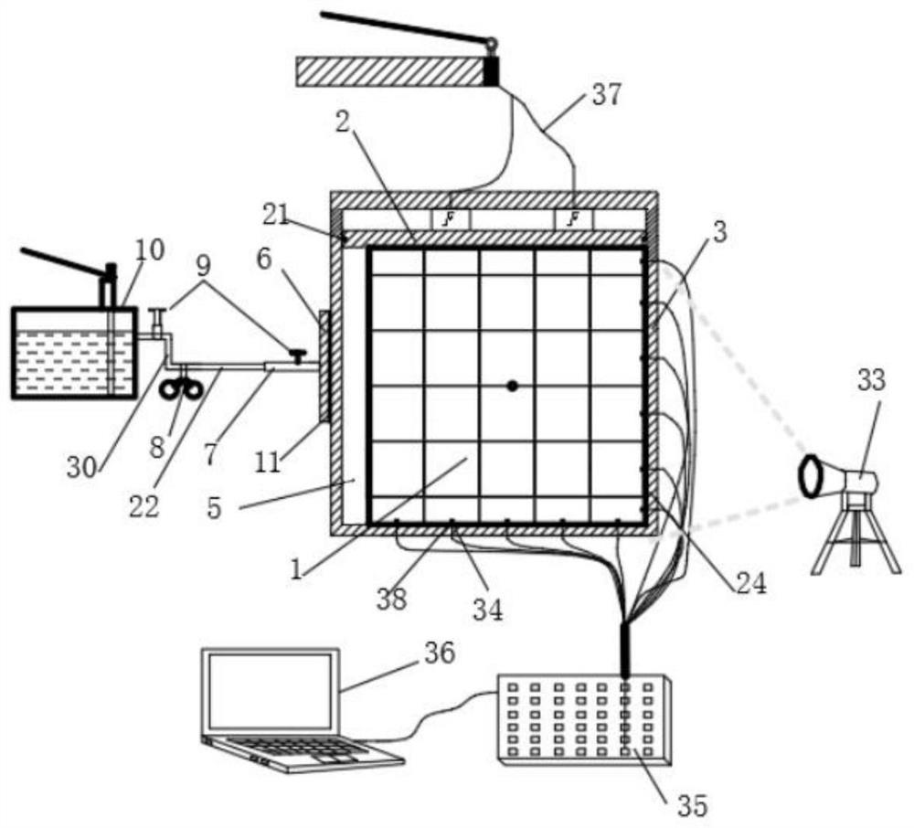 Two-way loading fractured rock mass visual splitting grouting test device and method