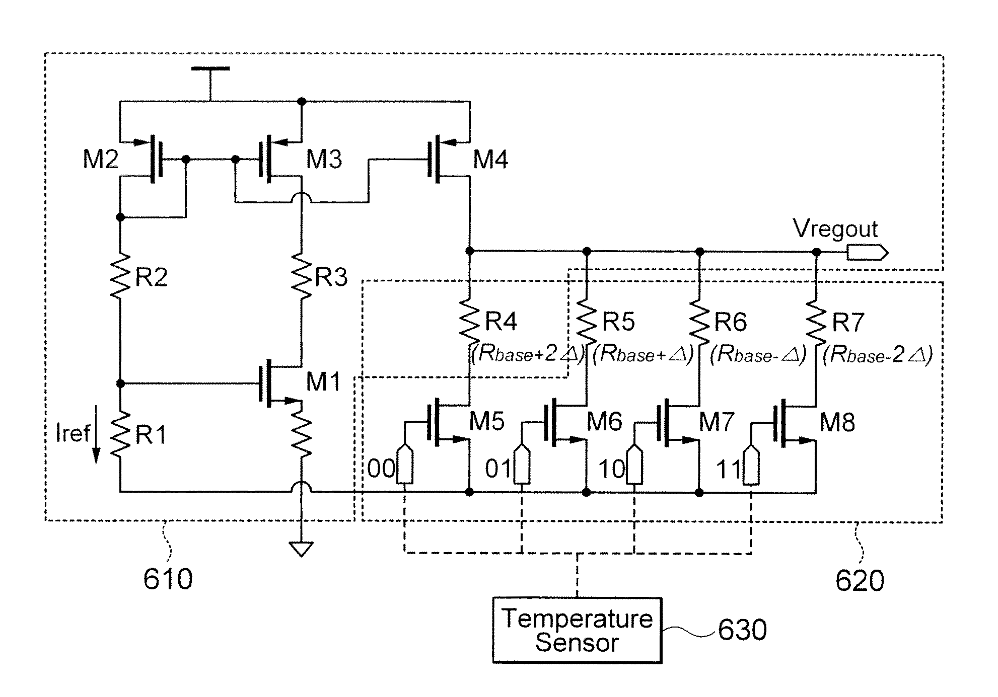 Circuit of outputting temperature compensation power voltage from variable power and method thereof