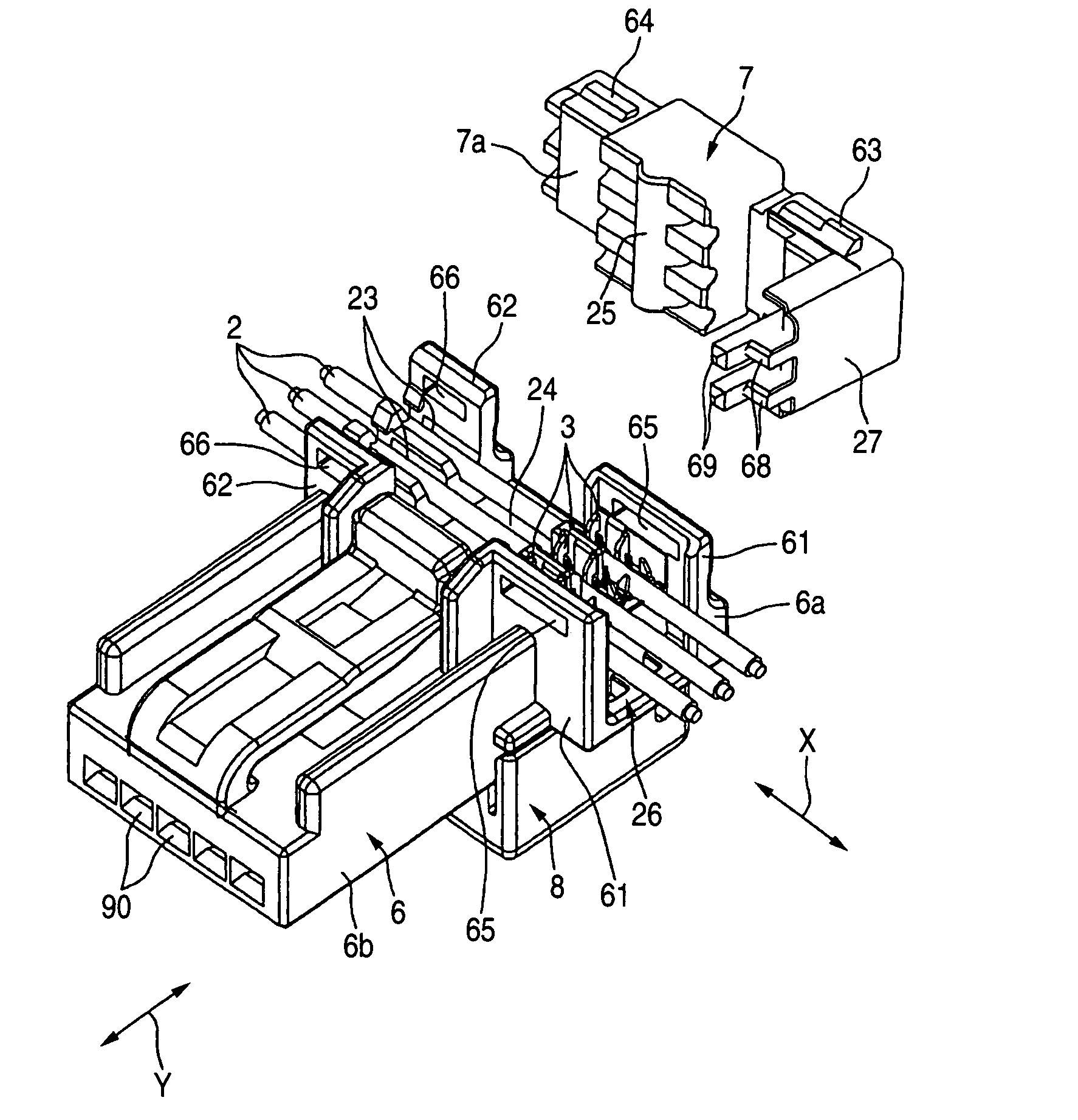 Press-contact connector built in substrate