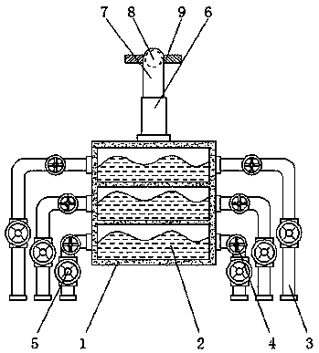 Stratified water quality sampling device facilitating detection of water areas of different sections