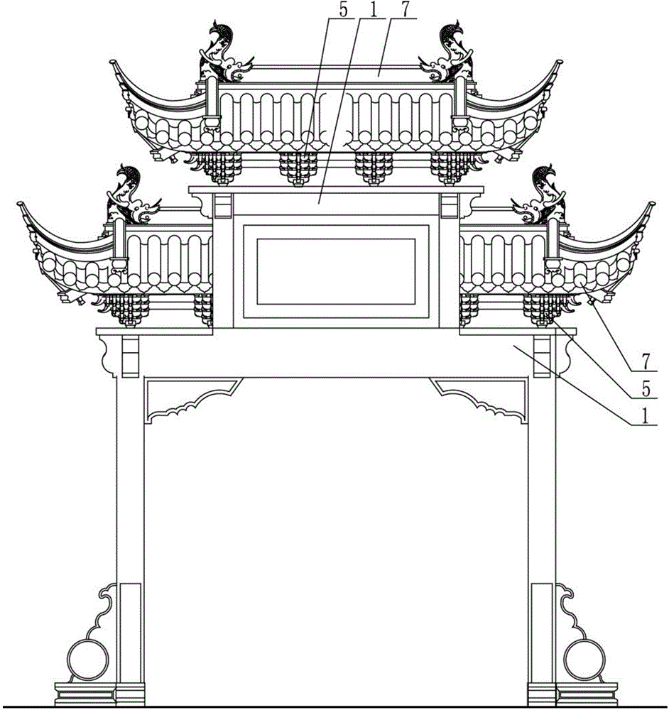 Supporting structure of archaized wood structure building roof and construction method thereof