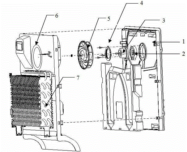 A fixing device for fan motor of air-cooled refrigerator