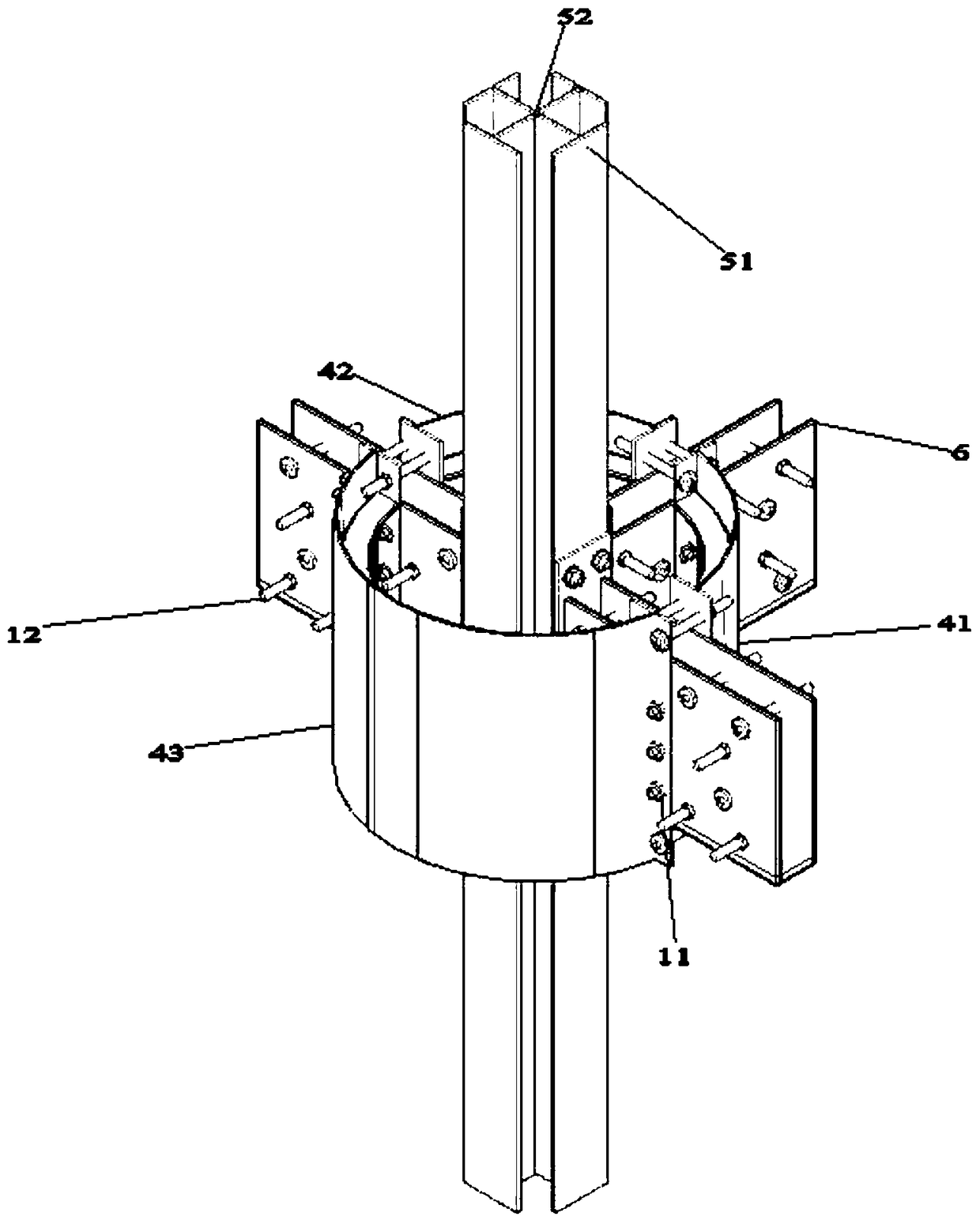 PVC-FRP pipe restrained section steel concrete column-reinforced concrete beam T-shaped node