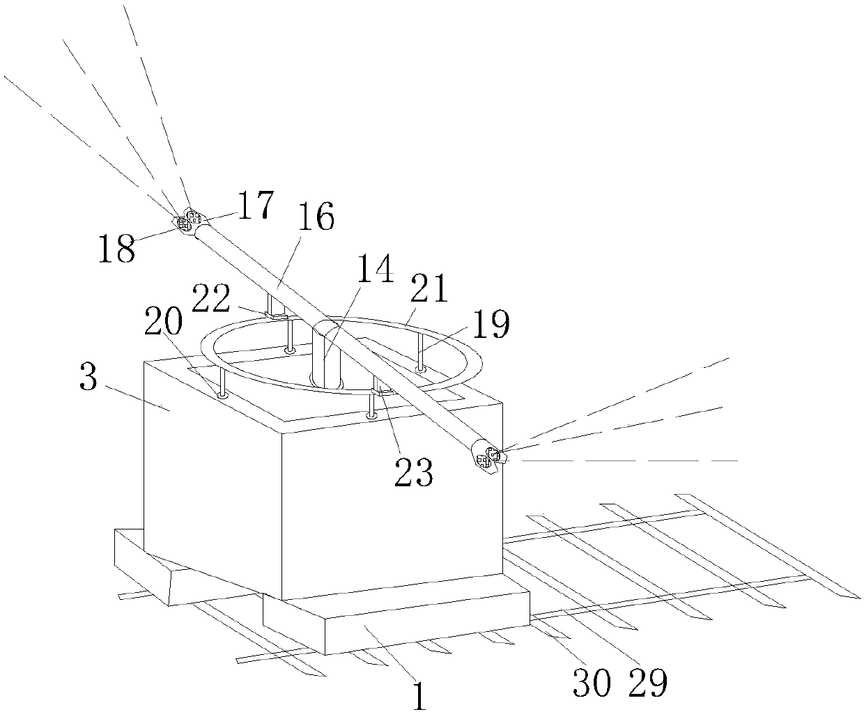 Rail walking type agricultural irrigation device