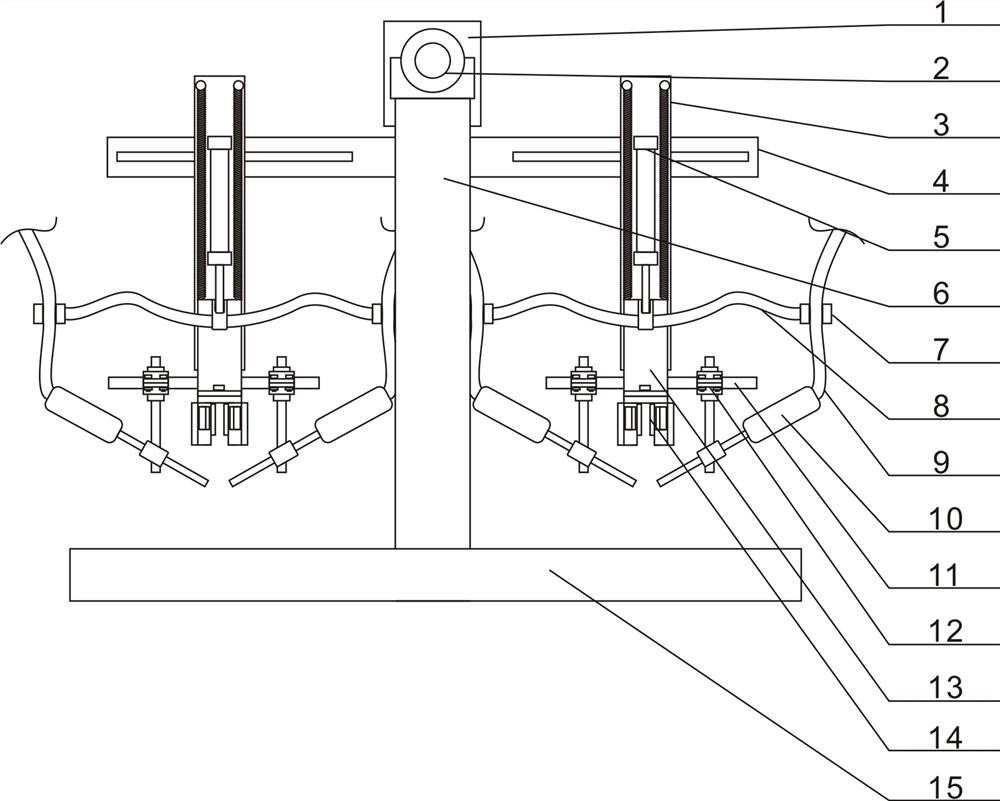 Self-adaptive rib plate weld joint continuous welding equipment