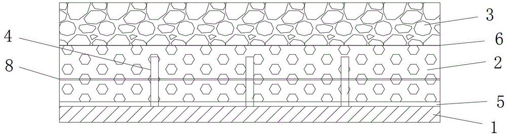 Steel deck composite pavement structure laying grid type shear connectors