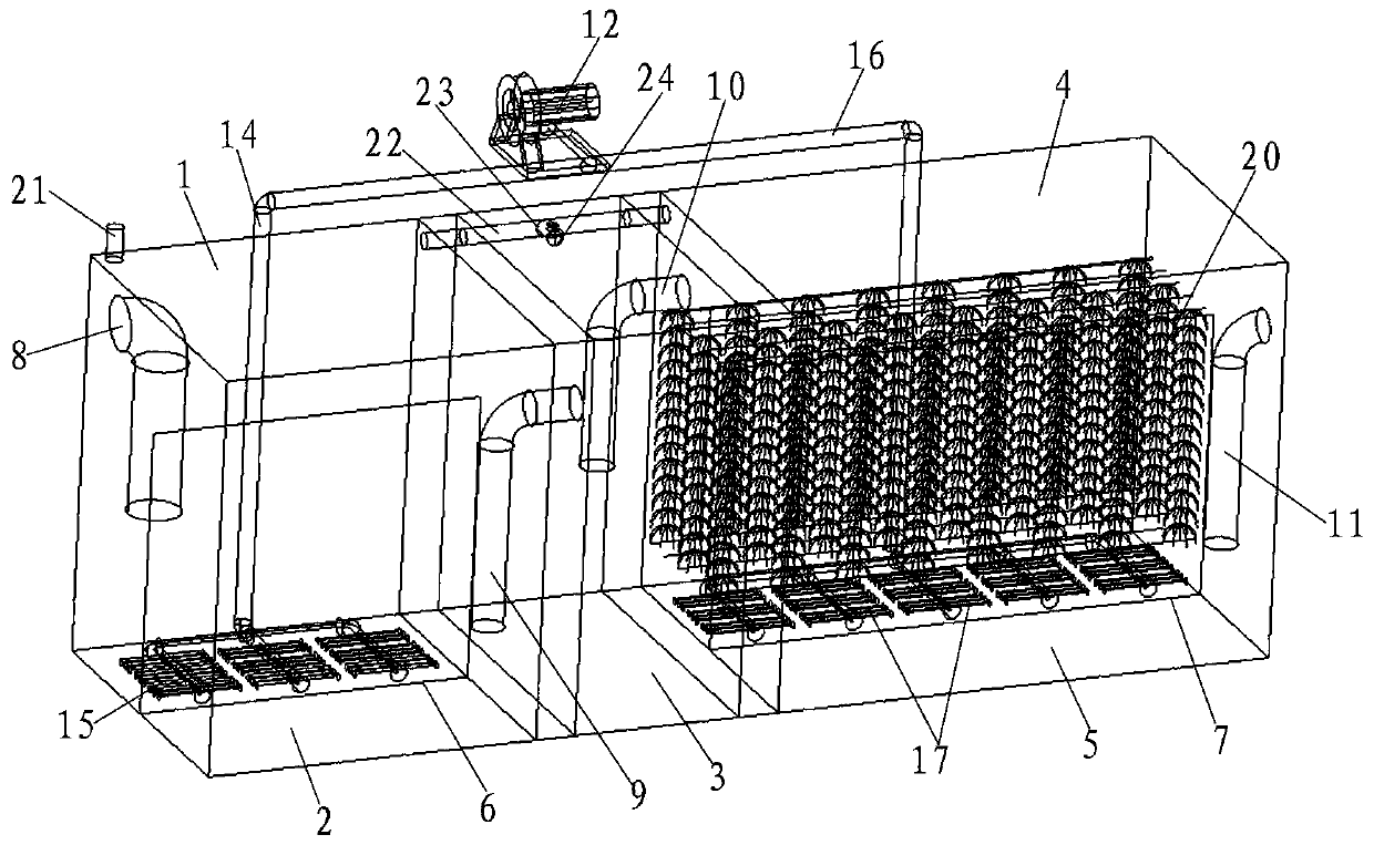 Septic tank and sewage treatment method using pretreatment and biological contact