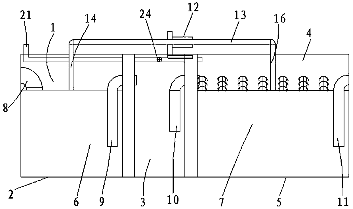 Septic tank and sewage treatment method using pretreatment and biological contact