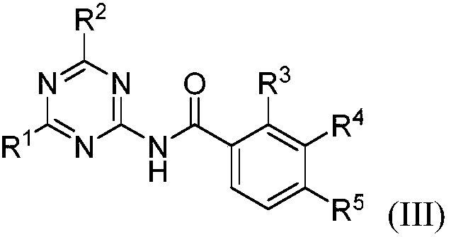 Aromatic amido replaced s-triazine compound and preparation and application