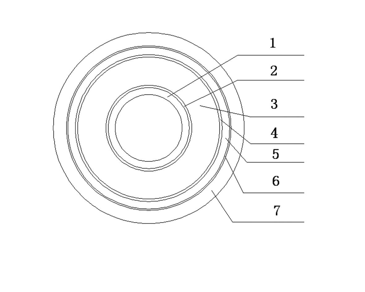 Flexible type radio-frequency coaxial cable of smooth aluminum tube external conductor and production method thereof