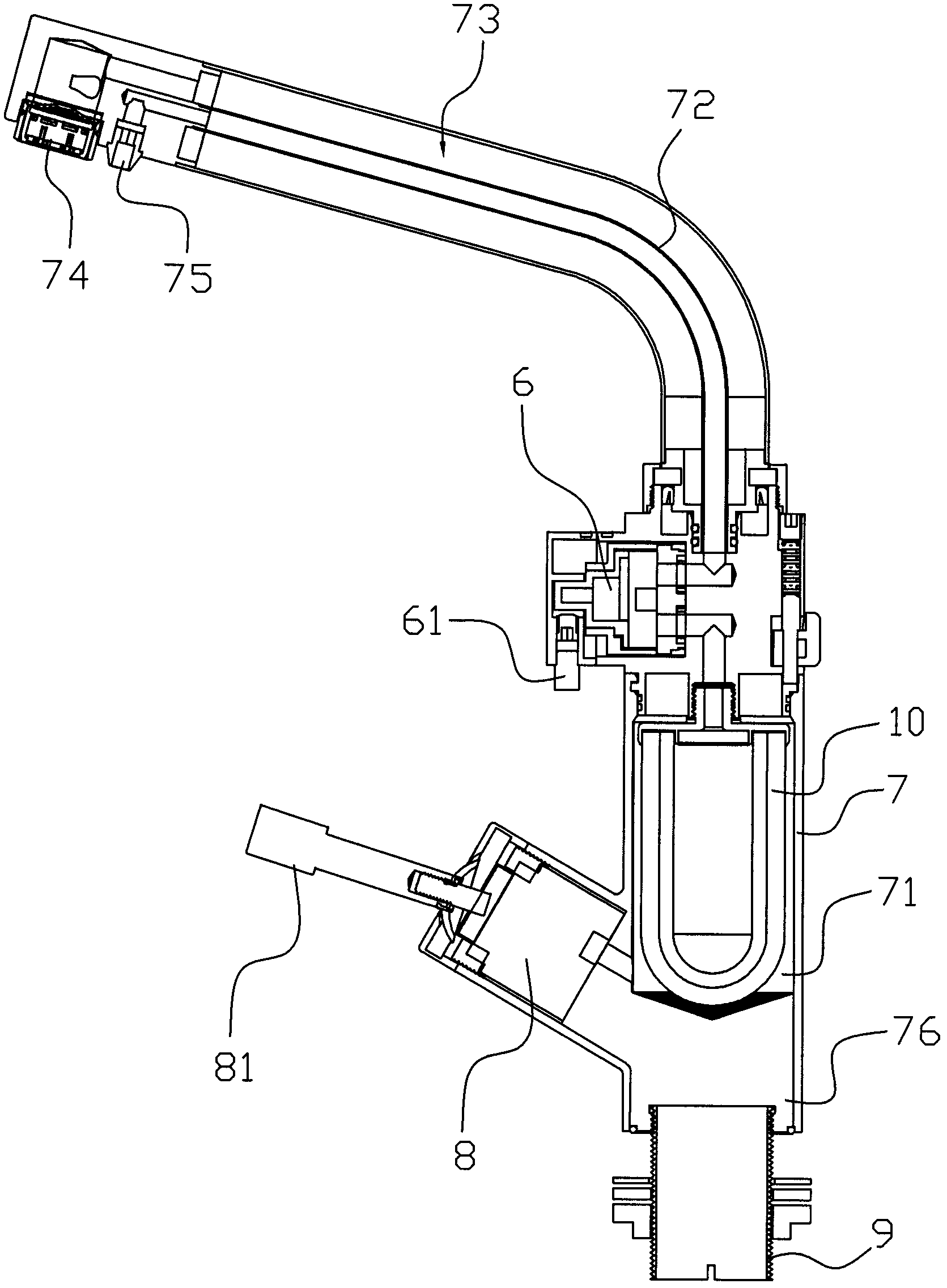 Two-purpose faucet for washing and drinking